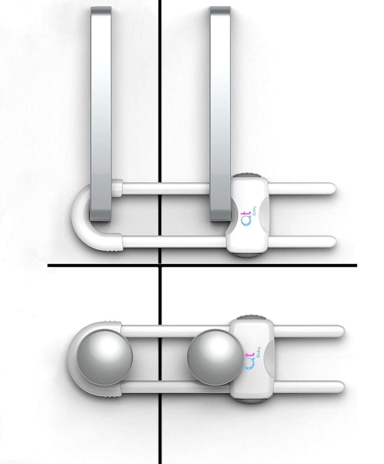 20 Pack Baby Proofing Cabinet Locks Adjustable U Shaped Latches