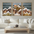 Extra Large Mountain Wall Art Decor 24x36 in Set of 3 - Neutral