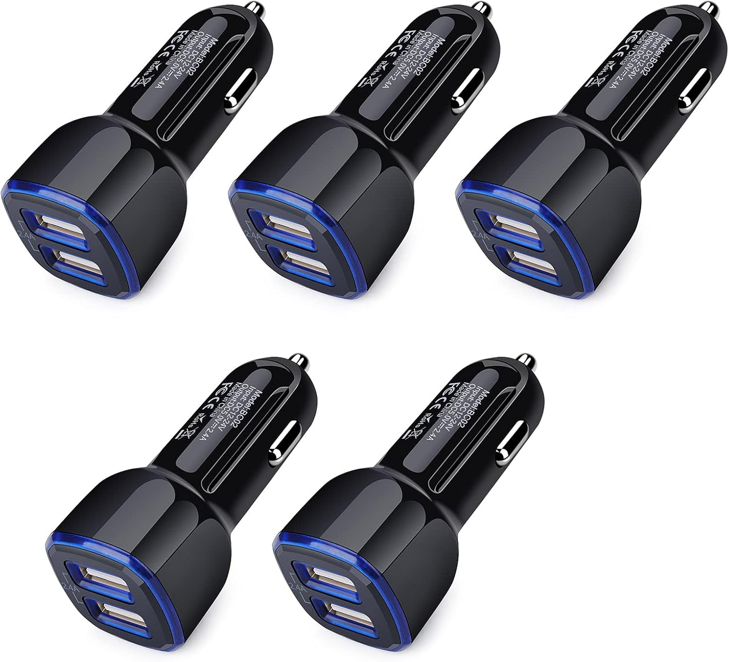 Fast Charge 5-Pack Car Charger for iPhone & Samsung
