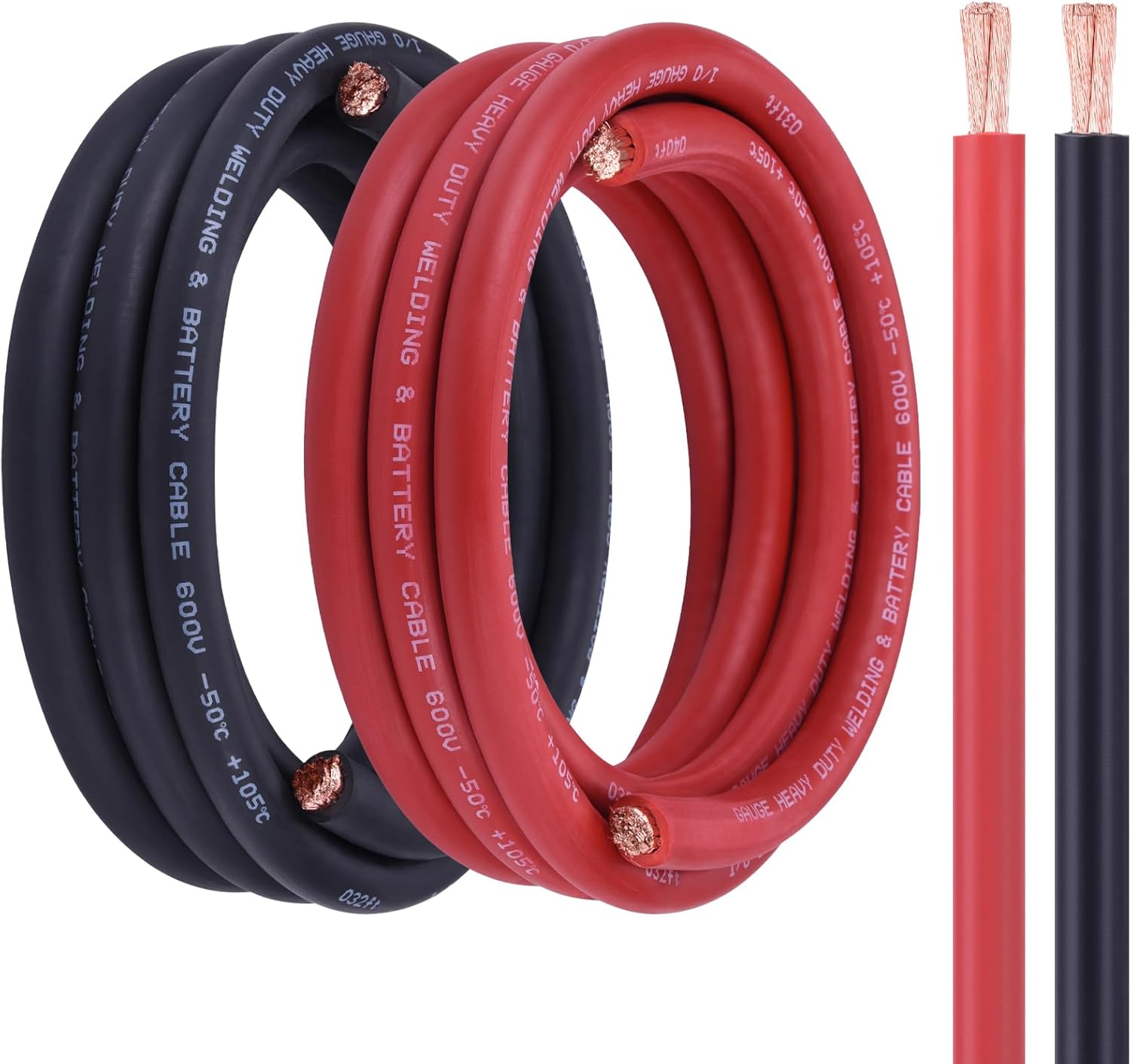 1/0 Battery Cable 10FT Red Black Welding Cable for Automotive