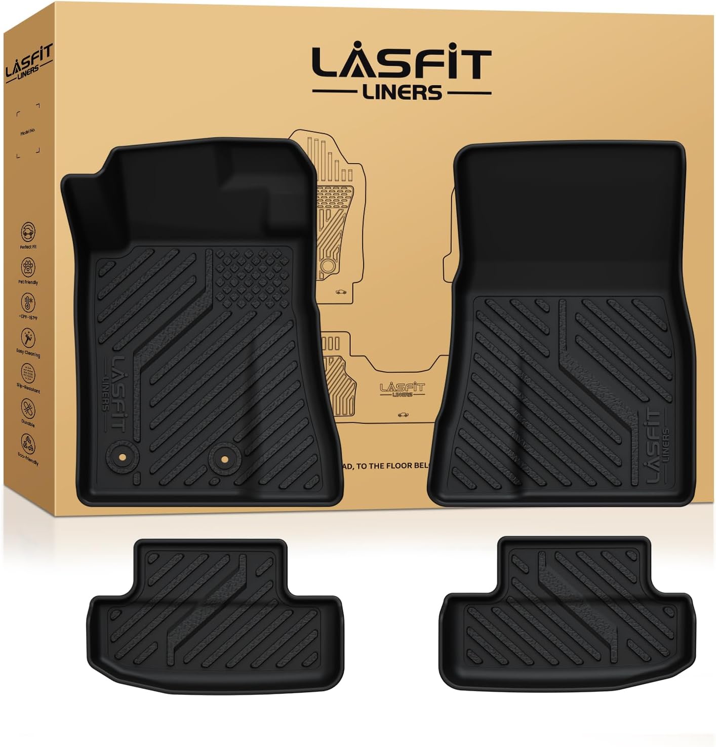 LASFIT Floor Mats for Ford Mustang 2015-2026 All Weather Protection