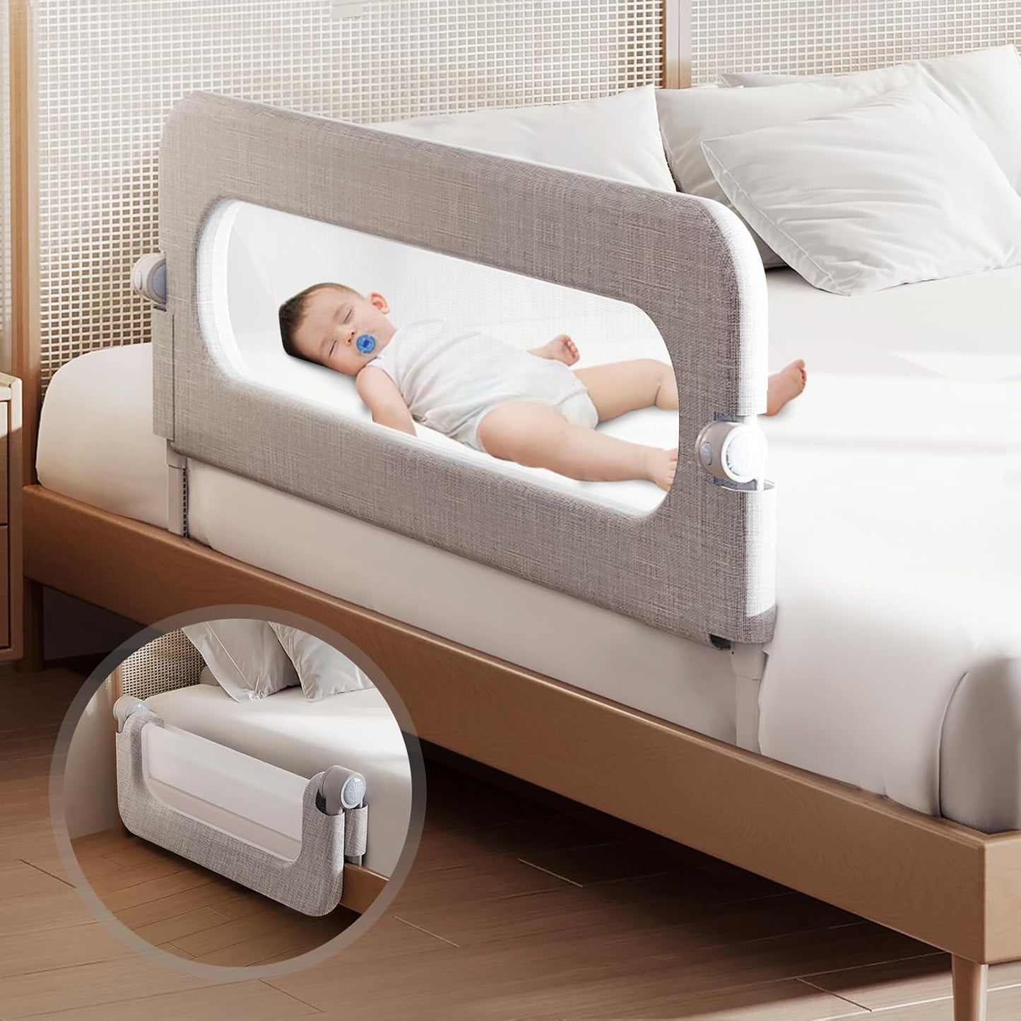 Toddler Bed Rail Guard for Baby - Adjustable & Foldable Safety