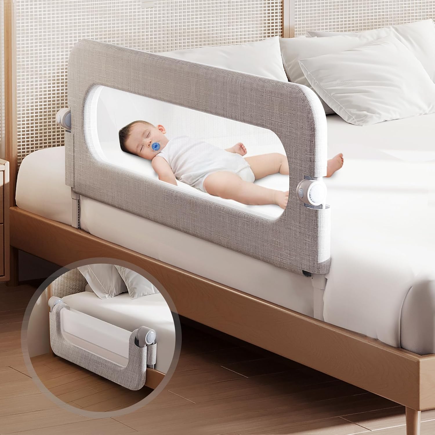 Toddler Bed Rail Guard for Baby - Adjustable & Foldable Safety