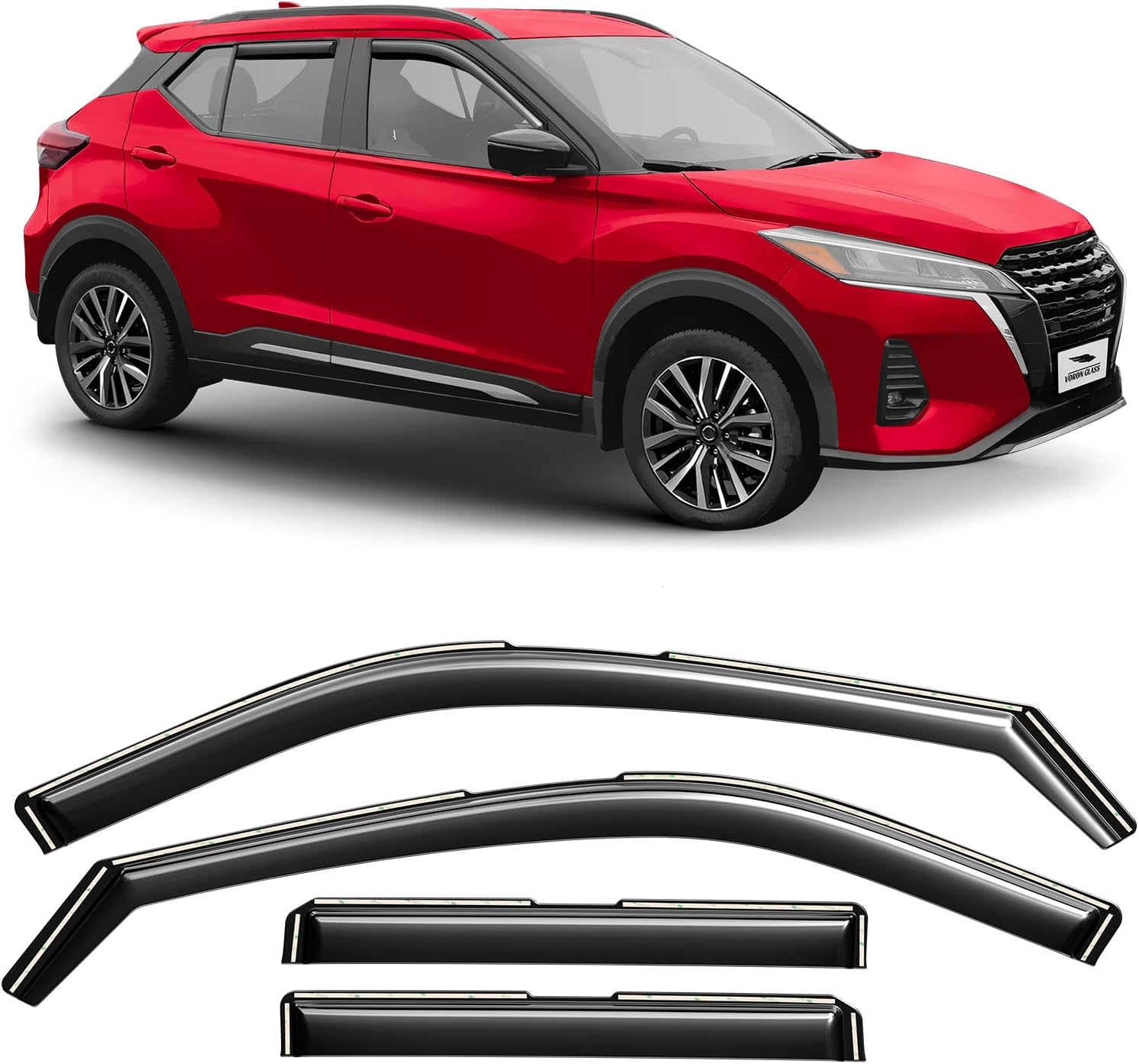Voron Glass Rain Guards for Nissan Kicks 2018-2024 - Durable Visors