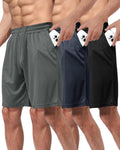 3 Pack Gym Basketball Mens Shorts - Quick Dry Black Workout Athletic