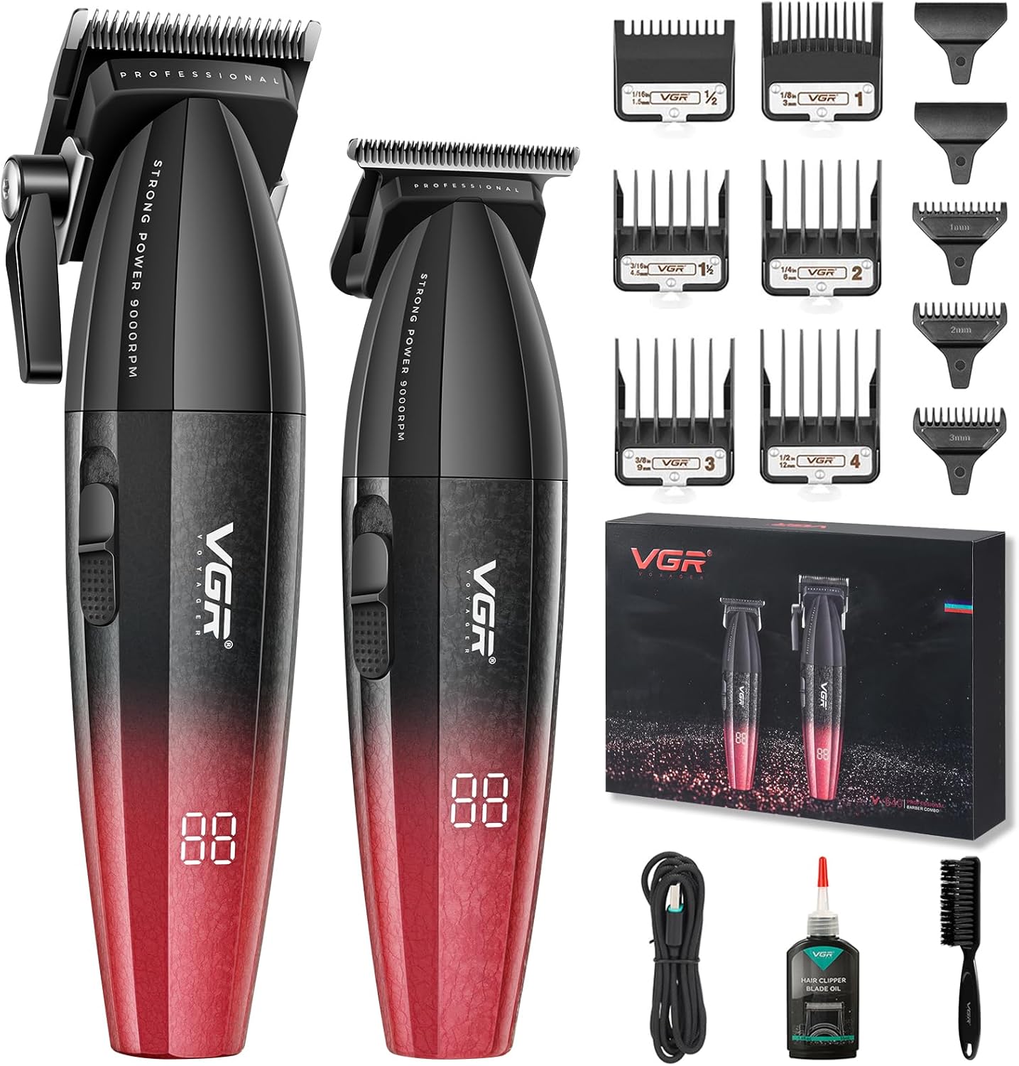 VGR 640 Professional Hair Clippers for Men with LED Display