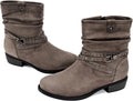 VJH confort Women's Mid Calf Boot - Comfortable Slouchy Low Heel can