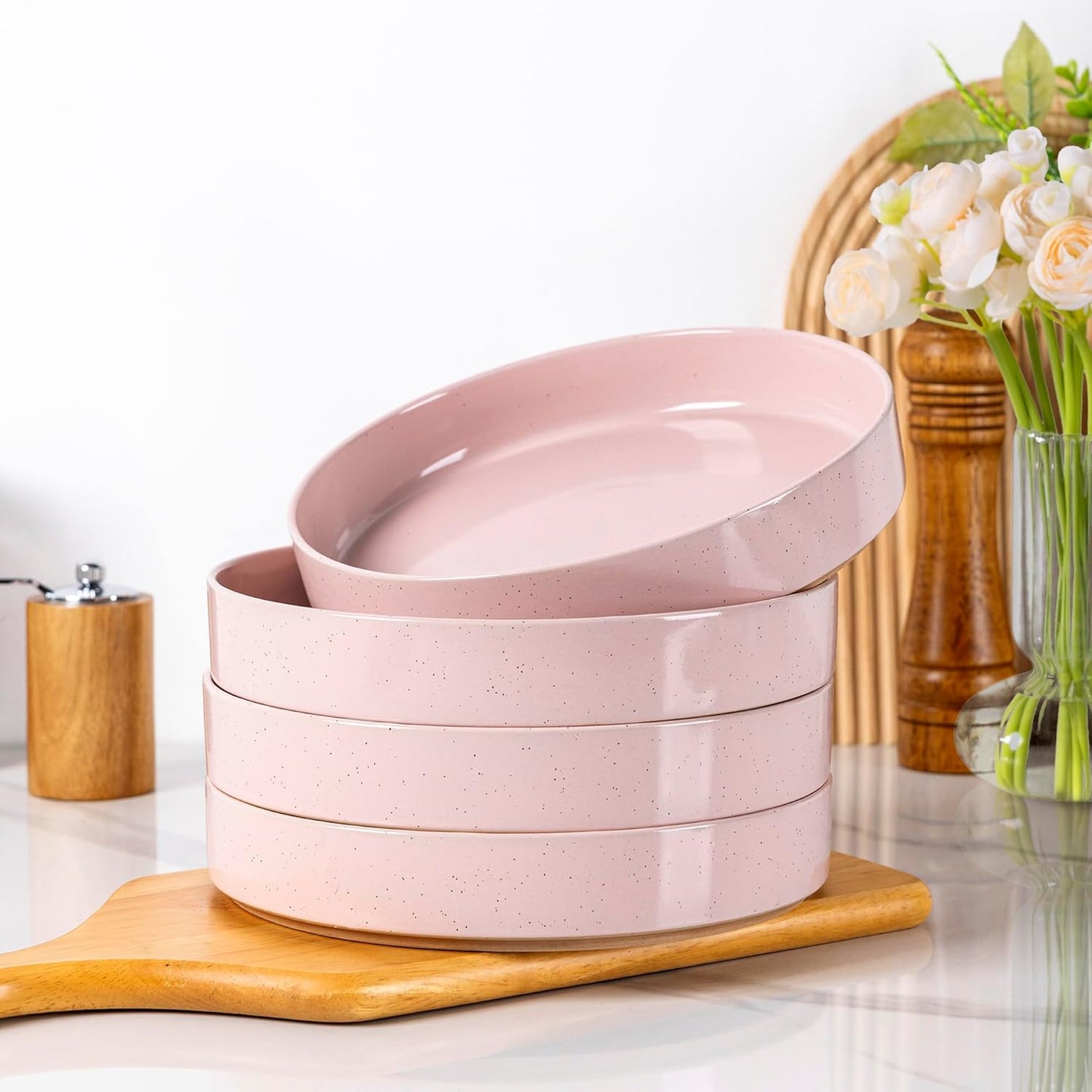Elegant Handmade Ceramic Pasta Bowls Set of 4 for All Occasions