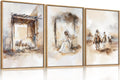 Jesus Easter Framed Canvas Wall Art Set - Large Religious Triptych
