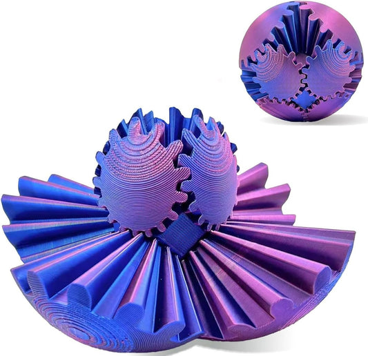 Purple 3D Printed Gear Fidget Ball - Stress Relief!