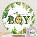 Tropical Jungle Leaves Round Backdrop for Baby Shower Decor