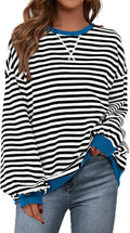 Womens Striped Oversized Sweatshirt - Soft Cotton Blend Casual Top