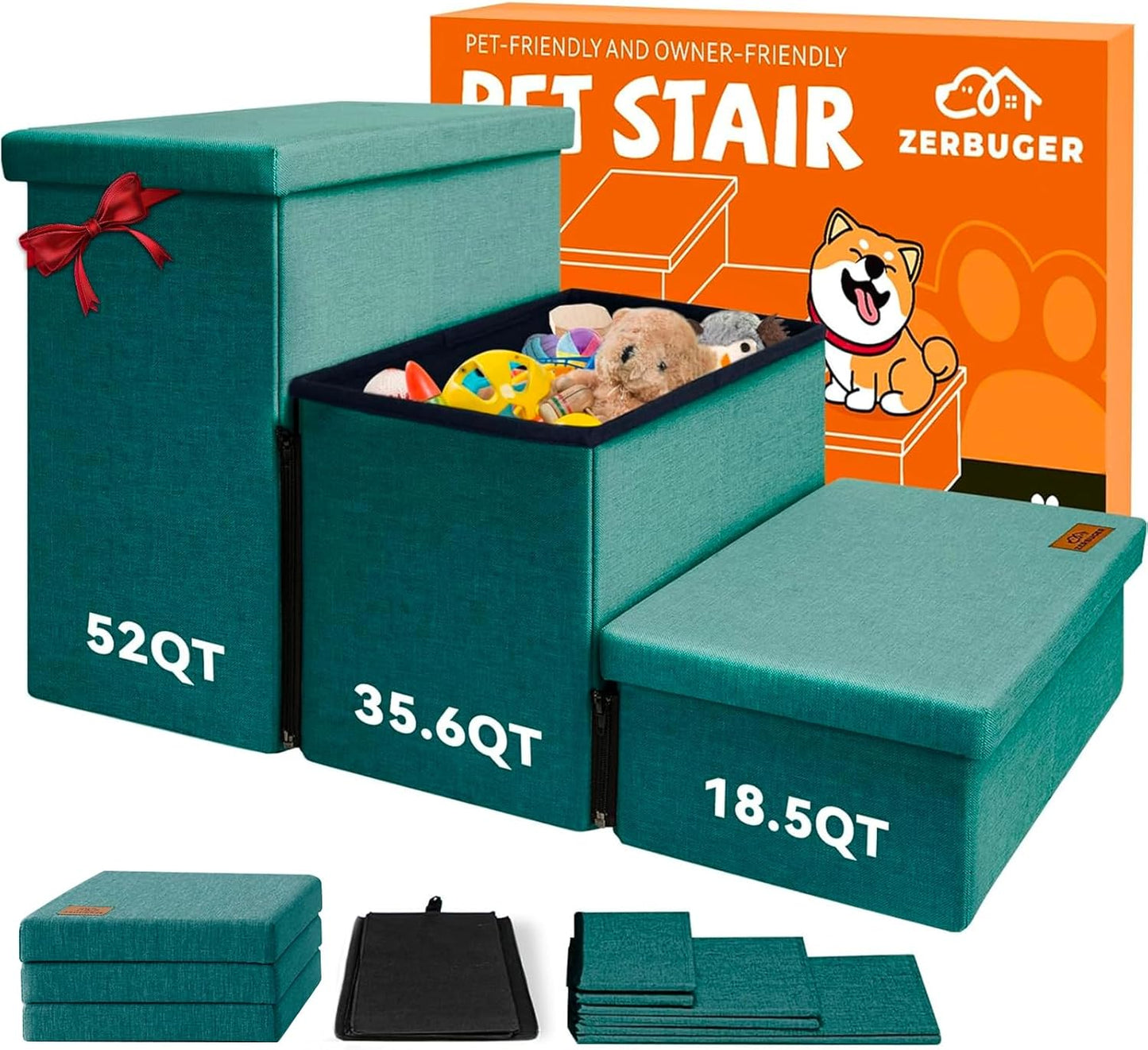 Dog Stairs with Storage for Easy Climbing and Cozy Design