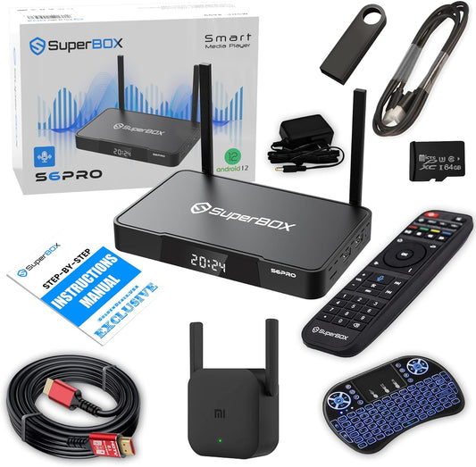 2025 S6 PRO Bundle TV Box with Voice Remote and Accessories
