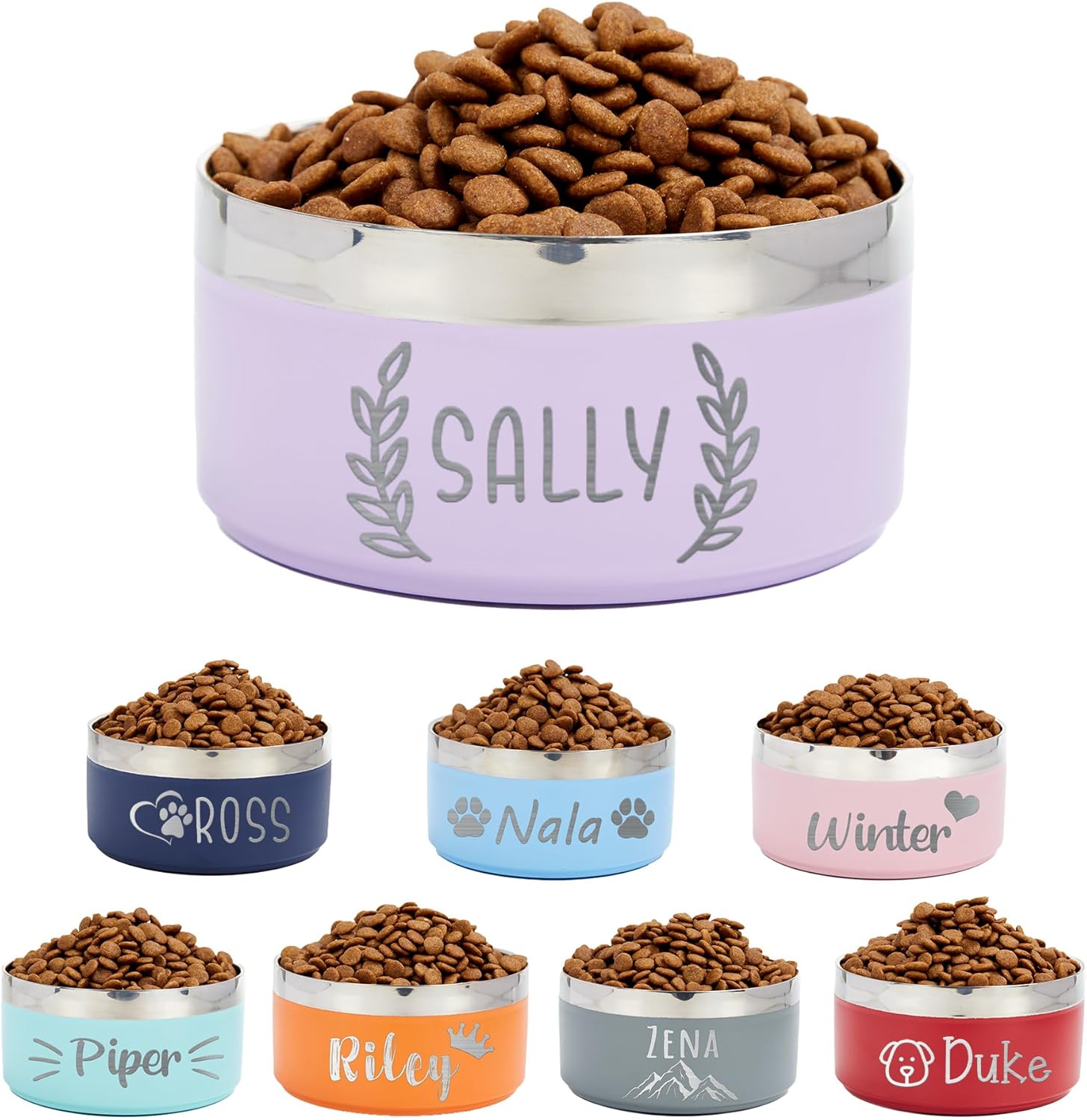 Custom Stainless Steel Pet Bowls - Personalized with Engraved Name for Easy Feeding