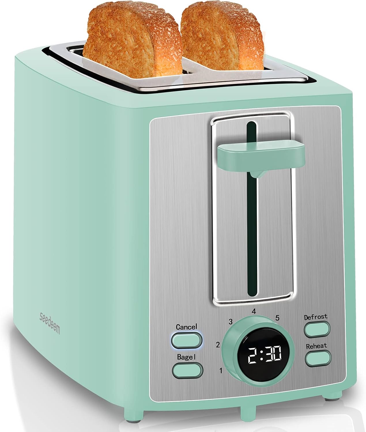 SEEDEEM 2 Slice Toaster with LCD Display and 7 Shade Settings
