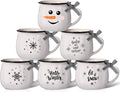 Christmas Winter Ceramic Coffee Mugs Set 6 Pcs - Cozy Holiday Gift