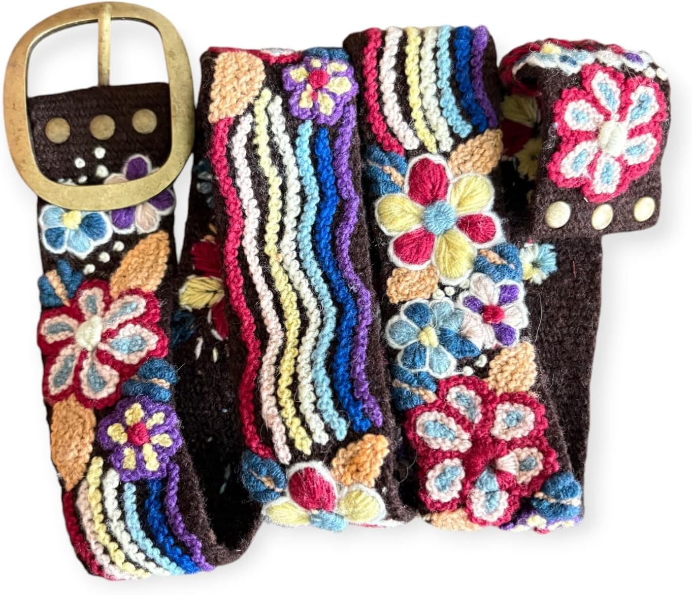 Peruvian Embroidered Flower Belts - Handmade Colorful Floral Belt