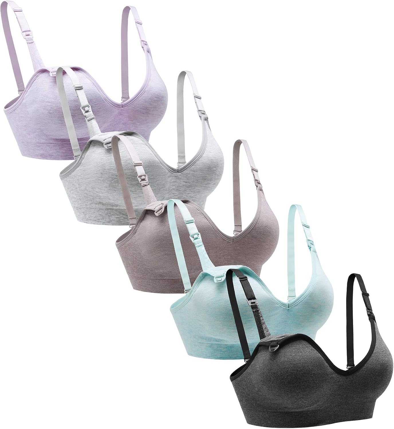 Suekaphin Nursing Bra 5pack Wireless V Neck Maternity Bralette