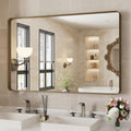 Bronze Bathroom Mirror 48x30 in Rounded Rectangle - Durable Brushed