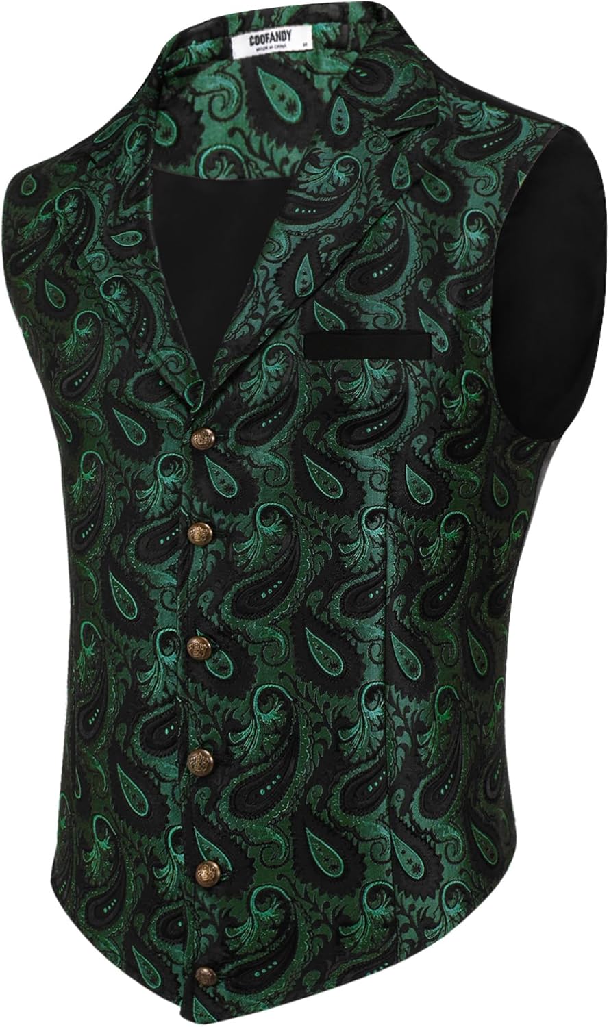 COOFANDY Mens Suit Vest with Paisley Floral Design for Formal Wear
