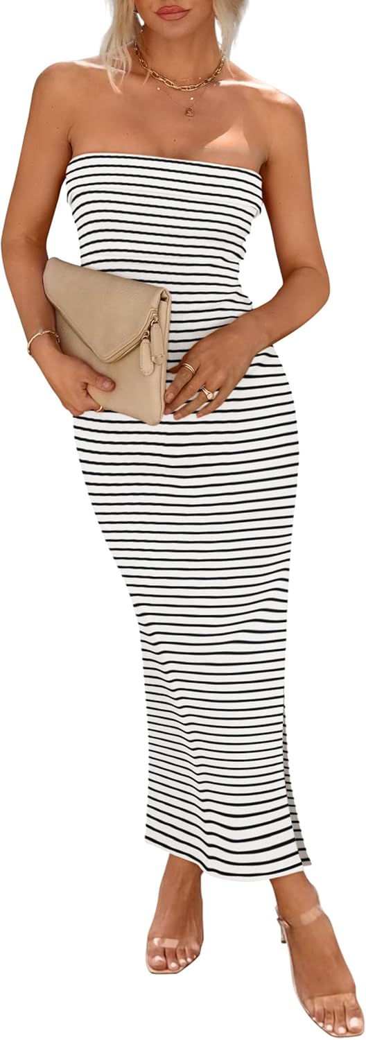 PRETTYGARDEN Women's Summer Bodycon Maxi Tube Dress for Parties