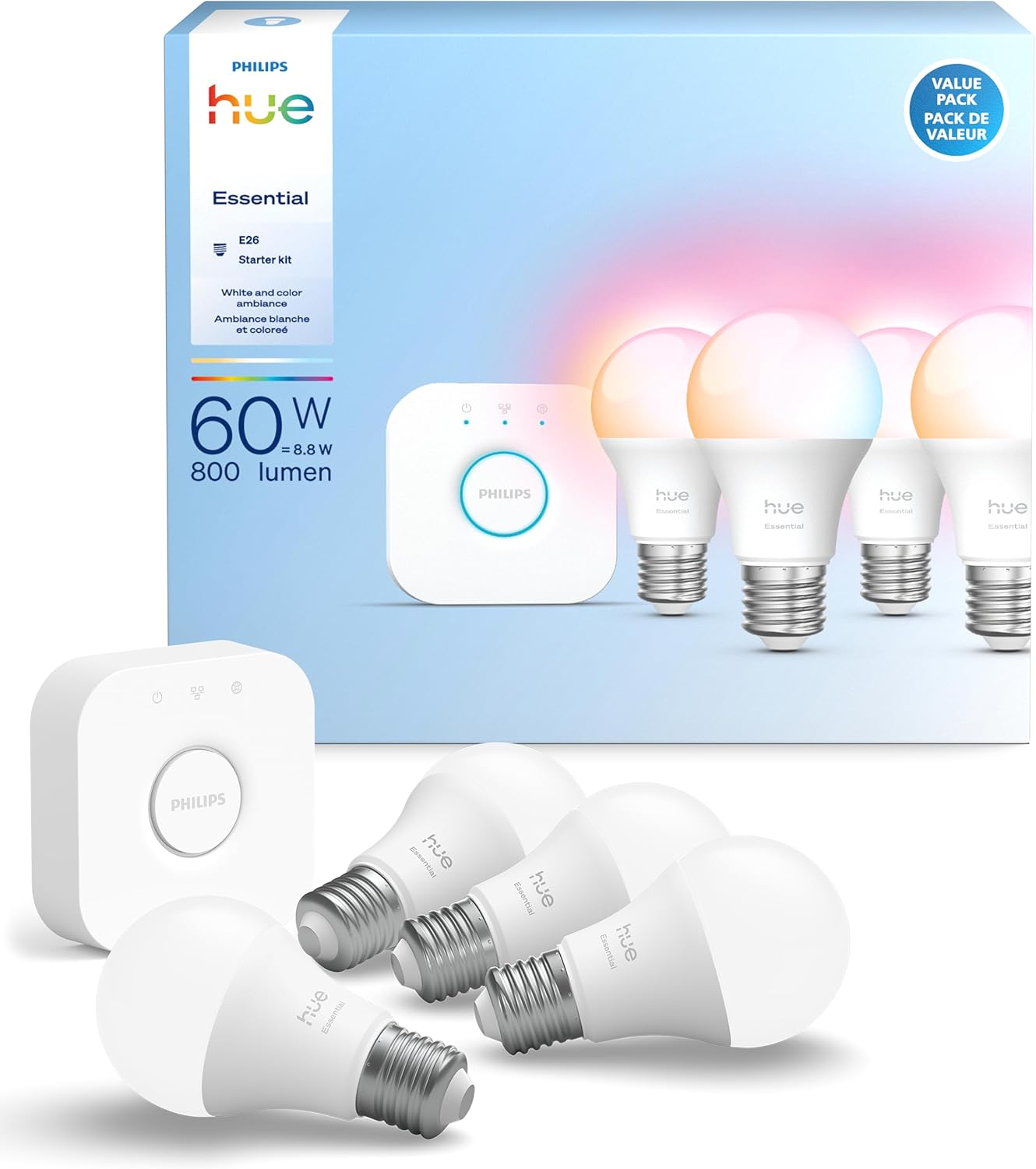 Philips Hue Essential Starter Kit with Smart Bulbs for Home