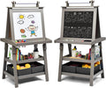 Kids Art Easel 3-in-1 Double-Sided Wooden Easel - Stable, Storage