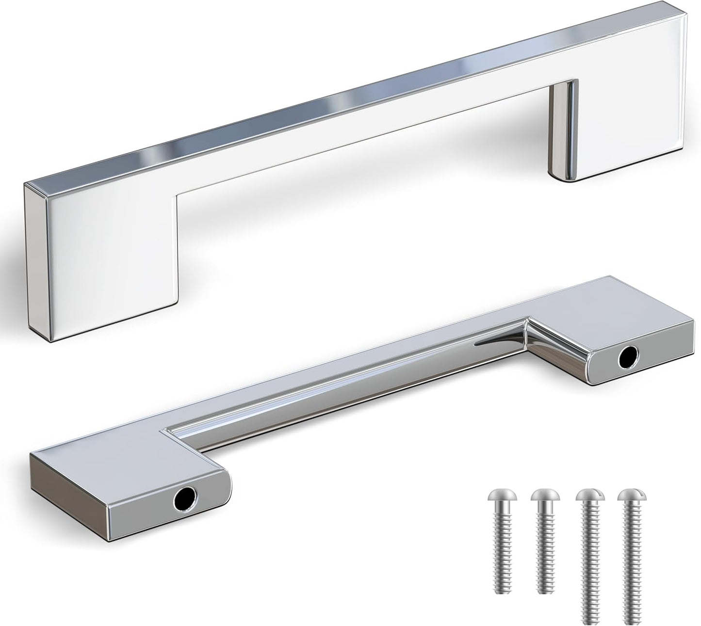 Polished Chrome Cabinet Handles - 5-Pack for Modern Kitchens