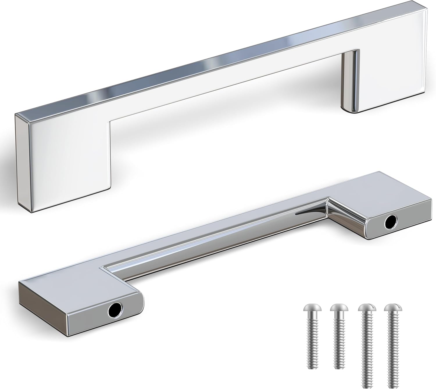 Polished Chrome Cabinet Handles - 5-Pack for Modern Kitchens