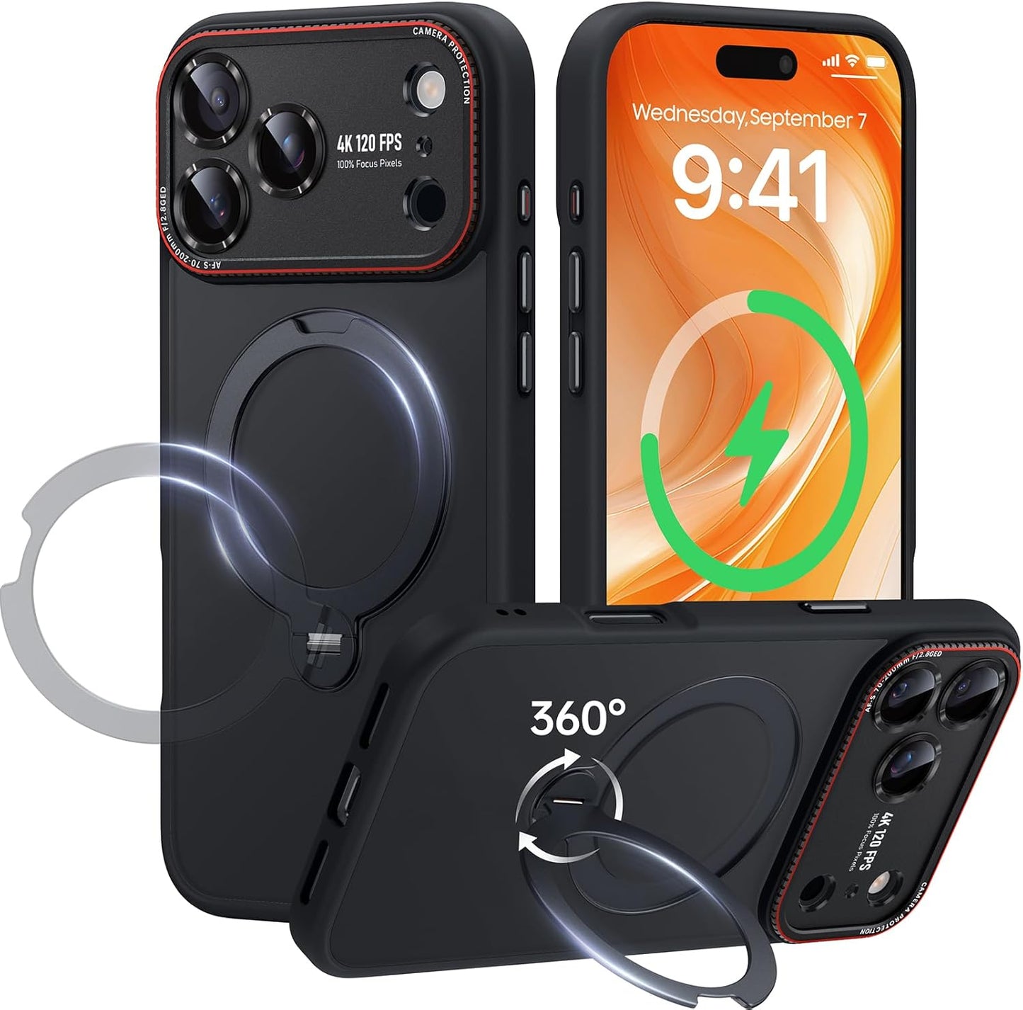 iPhone 17 Pro Max Case with 360 Spin Magnetic Stand & Protection