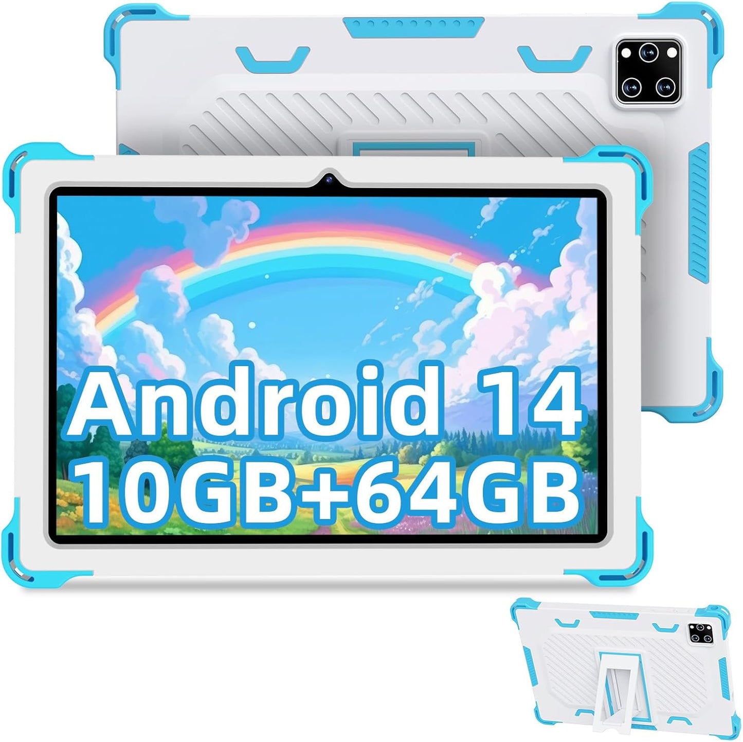 Kids Tablet 10 Inch Android 14 with Protective Case for Learning