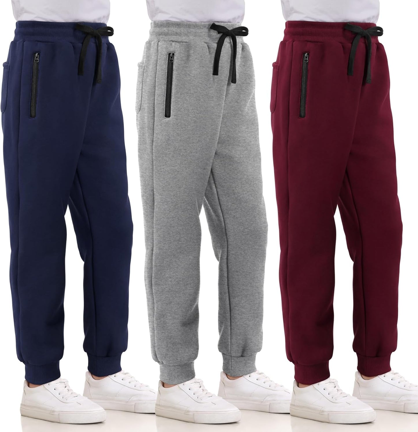 Boys Sweatpants Fleece Cotton Athletic Pants with Zipper Pockets