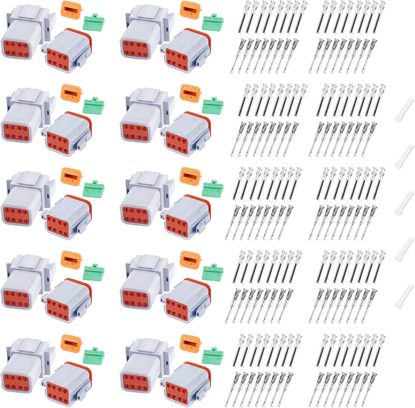 206PCS 8 Pin Way Deutsch DT Gray Connector Set for Vehicles