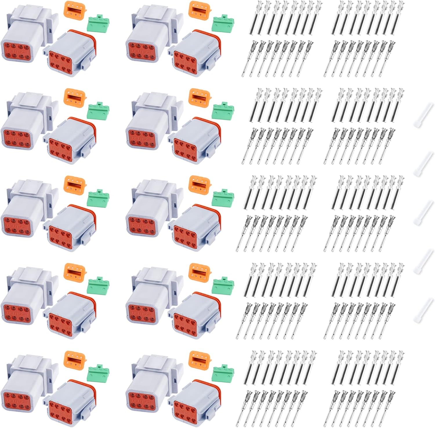 206PCS 8 Pin Way Deutsch DT Gray Connector Set for Vehicles