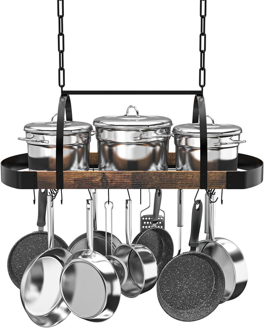 32-Inch Hanging Pot Rack for Kitchen with 16 S Hooks and Style