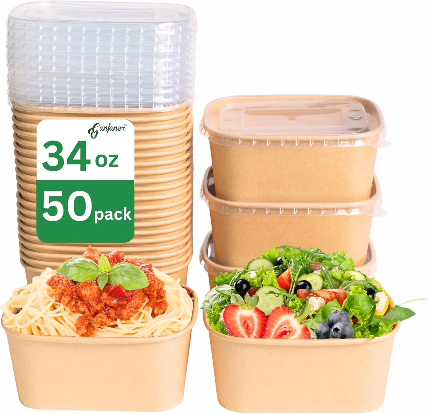 34 OZ Disposable Bowls with Lids for Meal Prep and Takeout