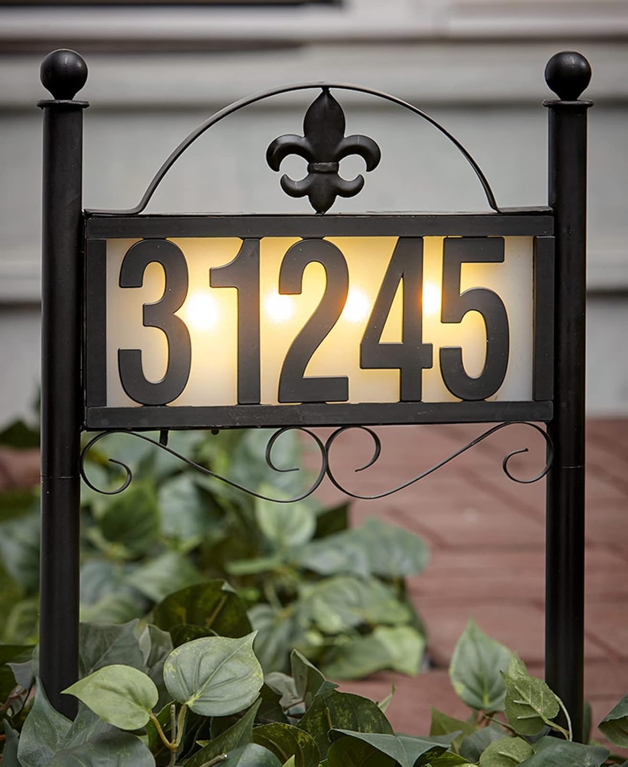 Solar Metal Address Signs for Yard with Customizable House Numbers