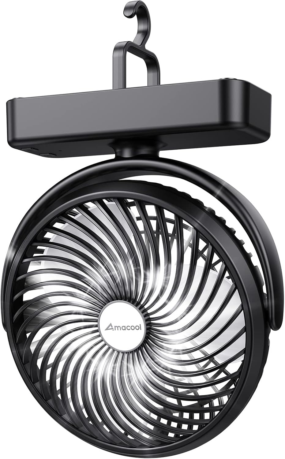 10000mAh Battery Operated Camping Fan with LED Light for Outdoors