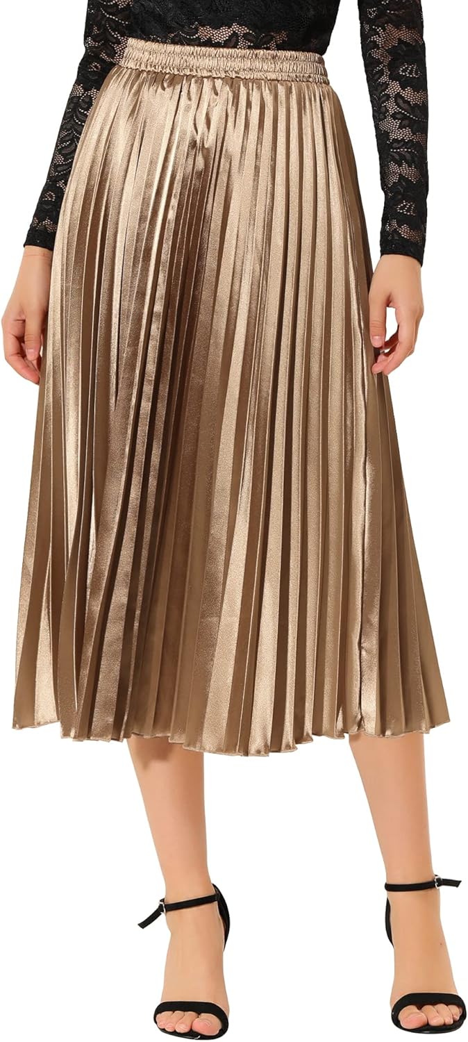 Allegra K Women Pleated Skirt Midi Length for Stylish Occasions