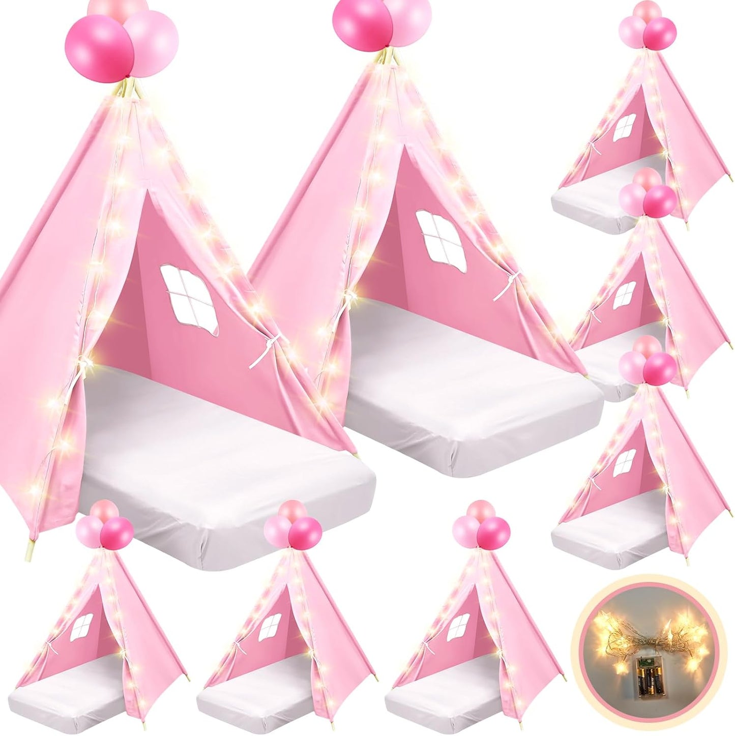 Lemosae 8 Pack Sleepover Tent Set - Ultimate Girls Party Fun!