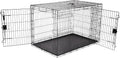 Durable Foldable Metal Wire Dog Crate, Double Door 48 in - Sturdy