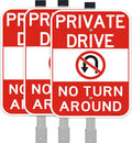 Large Private Drive Sign 3Pack No Turn Around - Durable Aluminum