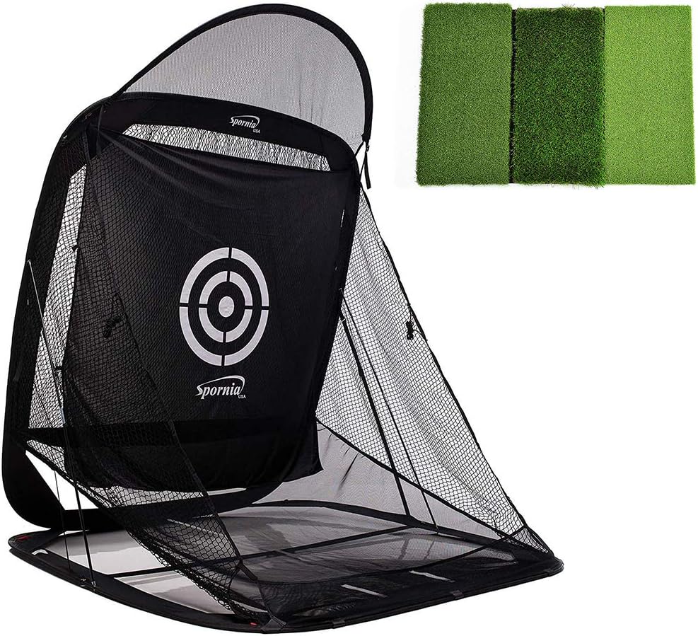 Improve Your Golf Game with Spornia Golf Net & Mat Bundle!