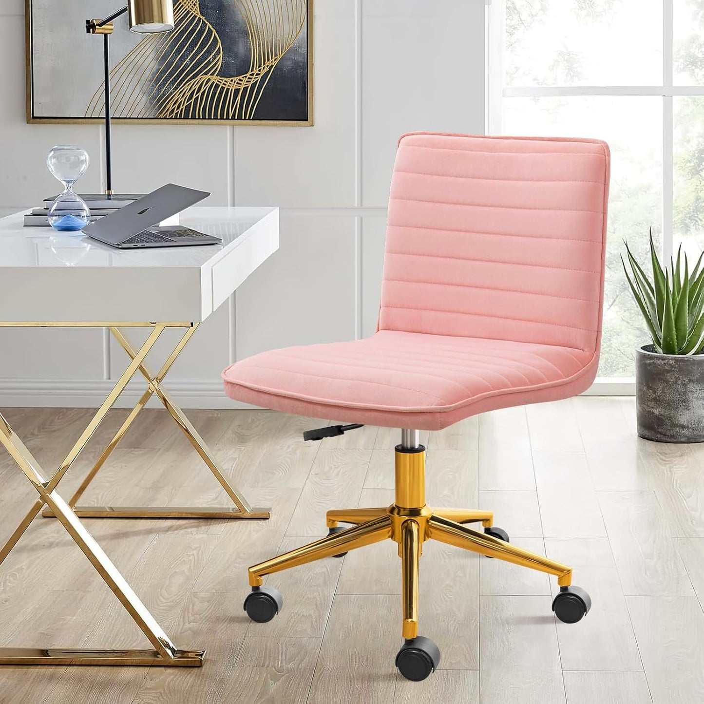 Height Adjustable Pink Vanity Chair for Stylish Comfort