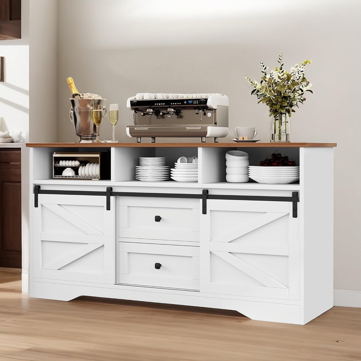 Farmhouse Buffet Sideboard Cabinet - Ample Storage Solution