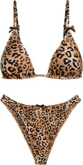 Women's Gingham & Floral Bikini Set - Tie Back Two-Piece Swim