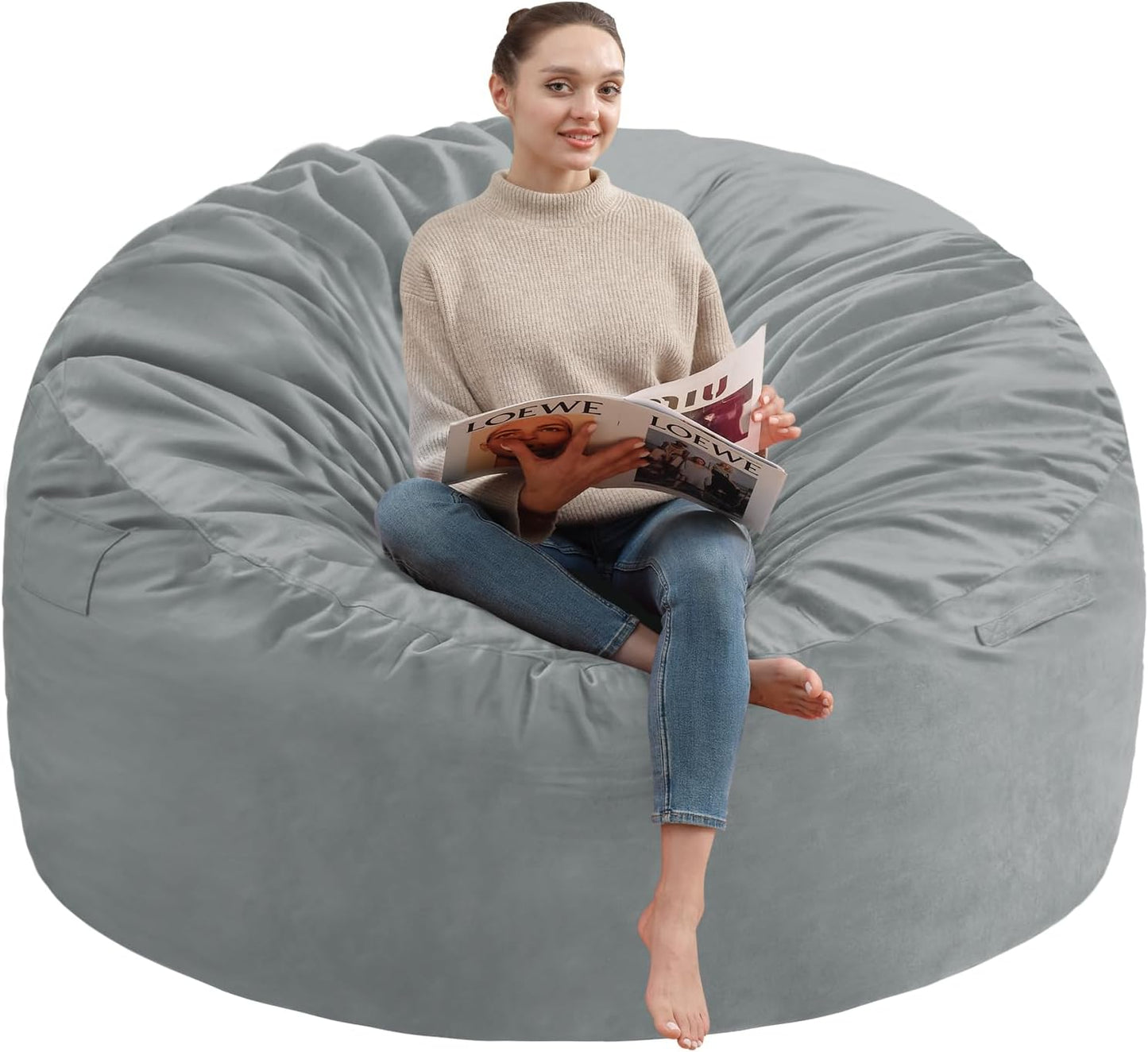 6FT Large Bean Bag Chair with Memory Foam for Ultimate Comfort