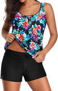 Aqua Eve Women's Floral Tankini Set with High Waisted Boyshorts
