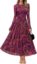 MEROKEETY Women's Long Sleeve Floral Maxi Dress - Fall Wedding